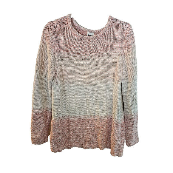 NWT Chico's Pink Space Dye Metallic Shimmer Knit Pullover Sweater Womens Sz 2 LG - Picture 2 of 9